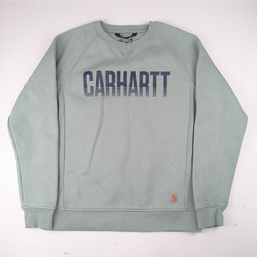 Carhartt Women's Medium (8-10) Sage/Navy Crewneck Sweatshirt